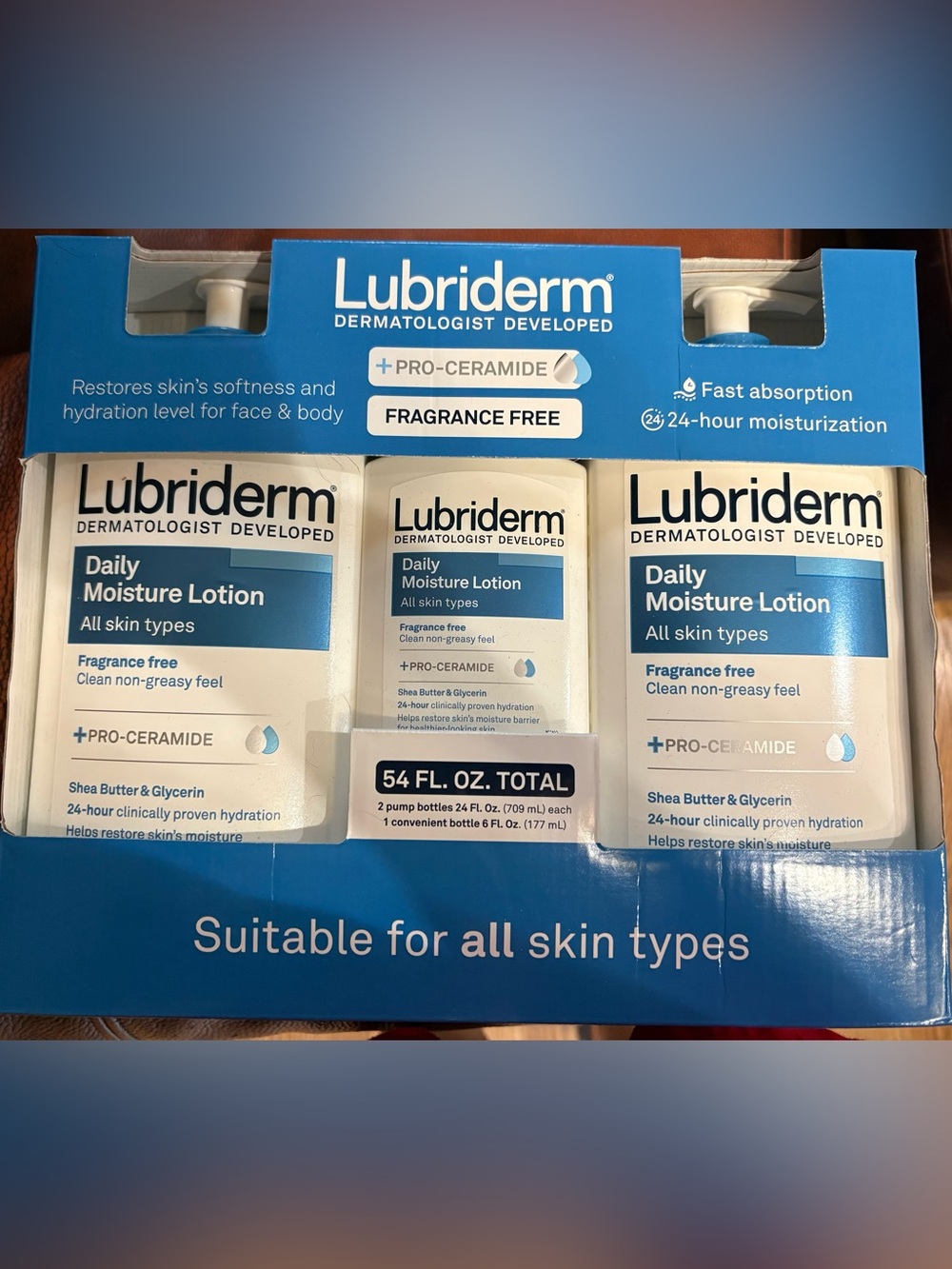 Lubriderm Daily Moisture Lotion set 5 bottles total-3 small and 2 large